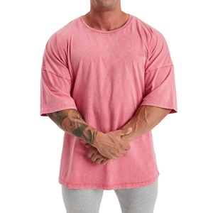 T-shirt Homme 100% Coton 200g Lourd Sans Couture Respirant Délavé à l'Acide Coupe Oversize Décontracté Streetwear Col Rond Transfert Thermique - Product Image 1