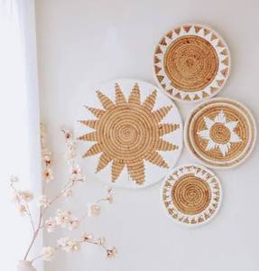 Boho Seagrass <b>Wall</b> Hanging Plate Handmade Woven Basket <b>Wall</b> Decor Natural <b>Wall</b> Art for Living Room Bedroom Entryway - Product Image 1