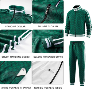 Unisex White Green <b>Track</b> <b>Jacket</b> Full Sleeve Zipper Fly Side Pockets Breathable Sporty Design Autumn Wear Adult Regular Fit - Product Image 2