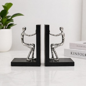Juego de sujetalibros de diseño moderno con figura humana abstracta, soporte decorativo de metal para libros, organizador de escritorio de oficina, decoración de estantería para el hogar, tamaño personalizado - Product Image 4
