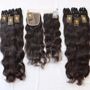 Extensiones de cabello humano virgen con cierre de encaje transparente, extensiones de cabello ondulado brasileño sin procesar, con cutícula alineada, HD, vendedores - Product Image 1