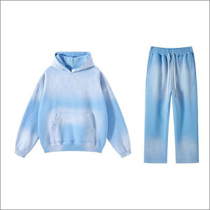 ชุดเสื้อฮู้ดและกางเกงวอร์มผู้ชาย สีไล่ระดับ ชุดลำลองแบบสวม มีกระเป๋า - Product Image 1