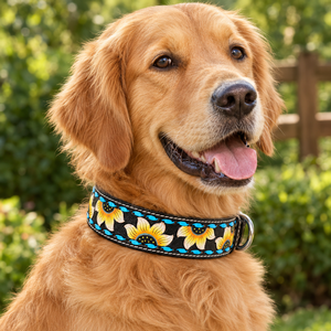 Collar de Perro de Cuero ROYAL INTERNATIONAL RI-DC02 con Diseño Floral Pintado a Mano, Cierre de Hebilla Ajustable, Estilo Occidental Decorativo - Product Image 2
