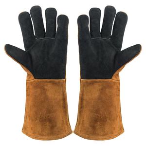 Gants de soudage en cuir de 16 pouces résistants à la chaleur, gants d'isolation thermique pour four à micro-ondes et cuisson, en cuir véritable pour soudeurs - Product Image 2