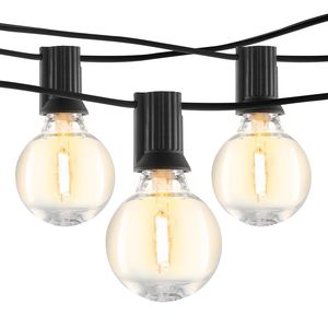 Luci Solari a Stringa per Esterni Dimmerabili 100FT 2700K Bianche con Telecomando Impermeabili Lampadine LED G40 in PVC 50 LED Alimentati a Energia Solare - Product Image 1