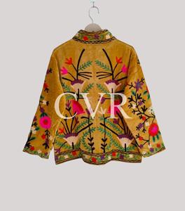 Veste Bohème à Col Mandarin Brodé de Fleurs, Grande Taille, pour Femme, Vêtement d'Extérieur Décontracté d'Automne, Manches Longues, en Polyester - Product Image 2