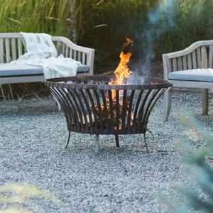 Brazier d'extérieur rond en fil métallique robuste avec fente, pour foyer à bois, chauffage de patio et jardin - Product Image 1