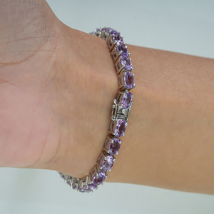 Natural Oval Cut <b>Amethyst</b> February Birthstone 925 Sterling Silver Tennis <b>Bracelet</b> For Women Everyday Wear Jewelry - Product Image 5