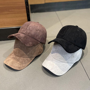 Unisex Suede Baseball <b>Cap</b> 6-Panel Adjustable Fitted Solid Color Casual Hat Four Seasons Wearable Adult Size - Product Image 4