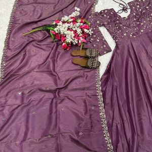 Traje Anarkali de Diseñador, Lino Cosmos Pesado con Bordado y Lentejuelas, de Secado Rápido, para Fiestas y Bodas, con Pantalón y Dupatta, Completamente Cosido - Product Image 5