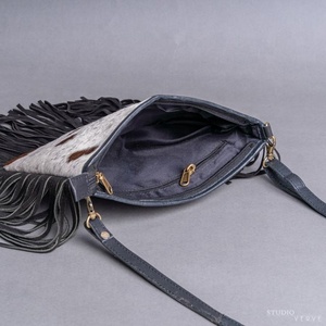 Hair On Hand Tooled Leather Turquoise Cowboy Hat Crossbody Bag Western Floral Genuine Leather Shoulder Fringe Purse For Women's - Product Image 4