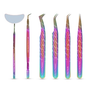 Pinzas de extensión de pestañas multicolores de acero sostenible, pinzas de pestañas hechas a mano, herramientas de injerto personalizadas bajo su propia marca - Product Image 5
