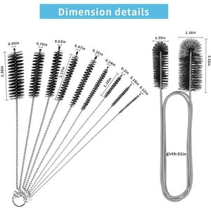 10pcs Set of Flexible <b>Drain</b> <b>Brush</b> Straw Cleaner 61Inch Stainless Steel Double-Ended Hose <b>Brush</b> 8.2Inch N Pipe Cleaners <b>Brush</b> - Product Image 2