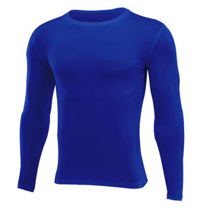 T-shirt à manches longues pour homme, couleur orange unie, coupe ajustée, col rond, tee-shirt décontracté uni - Product Image 3