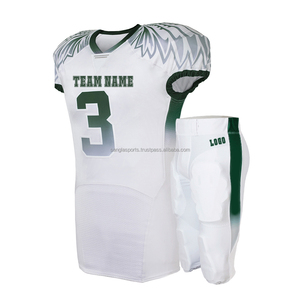 Custom American Football Uniform White Green Sublimated Jersey Pants Moisture Wicking Men's Adult Teamwear - Product Image 1