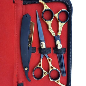 Kit de coiffure professionnel pour barbier avec ciseaux, peigne, cape, rasoir et accessoires de coiffage - Product Image 6