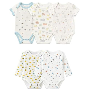 Combinaison bébé unisexe personnalisée en coton 100% tricoté, écologique, à manches courtes, imprimé dessin animé, fermeture boutonnée, barboteuse pour nourrisson - Product Image 3