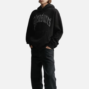 Sweat à capuche pour homme en strass, fabriqué avec les meilleurs matériaux, 100% coton, 500 g/m², poids lourd, prix abordable, sweat à capuche personnalisé, OEM - Product Image 2