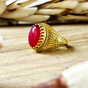 Trendy Onyx <b>Rings</b> Boho Brass <b>Rings</b> for Women 18k <b>Gold</b> Plated Antique Tribal Flower Band Statement <b>Ring</b> for Wholesale/OEM/ODM - Product Image 4
