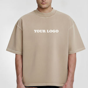 Dernière conception, sur mesure, respirant, col rond, couleur unie, chemise d'été, qualité supérieure, coupe ample, hip-hop, 100% coton, 220 grammes - Product Image 1