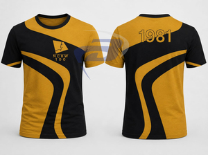 Camiseta NCBW Sorority para Hombre, Negra y Dorada con Estampado Geométrico y Letras Griegas, Manga Corta, Corte Regular, 100% Algodón Transpirable - Product Image 3