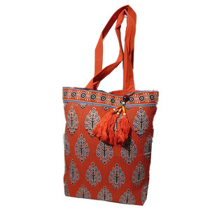 Bolsa de Playa de Lona Ecológica, Gran Capacidad, Resistente, Diseño de Bloques en Negro y Naranja, Cierre de Dos Cremalleras, Almacenamiento para Exteriores - Product Image 4