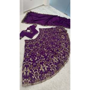 Hermosos conjuntos de mujer Lentejuelas Zari & Dori Work Lehenga Choli para ropa de fiesta - Product Image 1