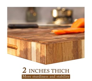 Wooden Rectangle Chopping Block Anti-Slip Feature Natural Wood Grain Pattern Kitchen Cutting <b>Board</b> - Product Image 3