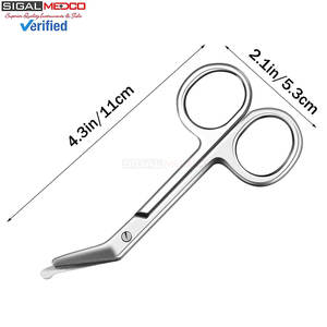 2 Tijeras Manuales para Ostomía, 4.3x2.1 Pulgadas, Curvas, de Acero Inoxidable Plateado, para Vendajes Quirúrgicos, Certificación CE, para Médicos - Product Image 4