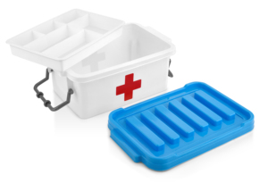 Plastic Medical Kit With Lid Rectangular White And Blue First Aid Storage <b>Box</b> Red Cross Design Minimalist Style 1 Layer - Product Image 3