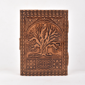 A5 Vintage Tree of Life <b>Diary</b> <b>Notebook</b> 100 Pages Lock Journal Embossed Leather Look Celtic Design Premium Durable Handmade Gift - Product Image 3