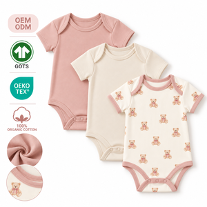 Body de Bebé de Manga Corta ODM, Algodón Suave y Elástico, Cuello Tipo Sobre, Personalizable con Marca, Venta al Por Mayor - Product Image 1