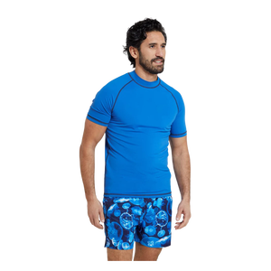 Short de bain pour homme, bleu, à séchage rapide, compressif, surdimensionné, uni, décontracté, respirant, en polyester tricoté - Product Image 1