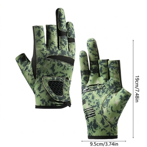 Guantes de Pesca Transpirables y Ligeros de Medio Dedo, Color Verde Camuflaje, Sintéticos, Unisex, con Cierre de Velcro, para Todas las Estaciones - Product Image 4