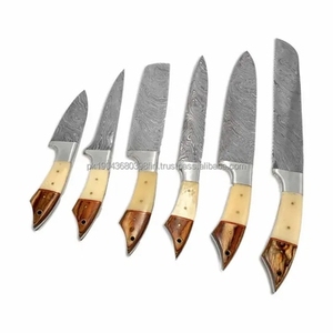 Ensemble de 6 couteaux de chef multifonctions en acier Damas écologiques, couteaux de cuisine professionnels - Product Image 1