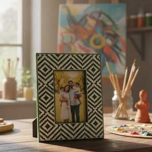Marco de Fotos Artístico Hecho a Mano con Incrustaciones de Hueso de Resina, Diseño de Mosaico de Lujo, para Sala de Estar y Dormitorio Modernos - Product Image 1