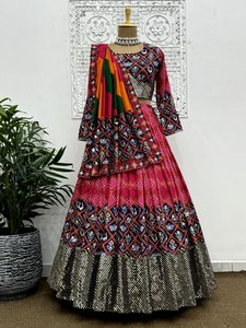 Trendy Style Fancy Bandhani Print Cotton Material Gujarati Chaniya Choli Hand <b>Block</b> Print Skirt Ready to Ship - Product Image 5