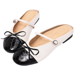 Ann'S Premium Lambskin Mary Jane Ballet Flats Patent Cap Leather White <b>mule</b> flats - Product Image 1