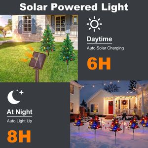 2-Pack 37.4in Height Solar Christmas <b>Tree</b> 100 Colorful LED Beads 8 <b>Lighting</b> Modes IP44 Waterproof Outdoor Xmas Decoration - Product Image 3