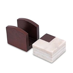 Sous-verres en bois écologiques de qualité supérieure, lot de 4, antidérapants, durables, lavables, design minimaliste pour fournitures de bureau - Product Image 4