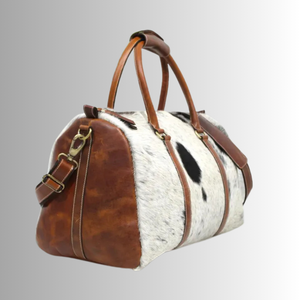 Bolsa de Viaje de Cuero Genuino con Cierre, Gran Capacidad, Estilo Vintage, Resistente, de Piel de Vaca con Pelo, Proveedor Directo de Fábrica LHODB-0017 - Product Image 5