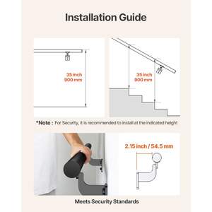 Pasamanos de escalera montados en la pared de aluminio negro de 4 pies Balaustradas y pasamanos para interiores y exteriores - Product Image 4