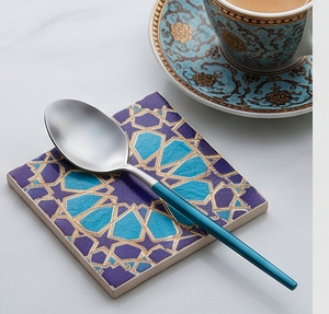 Cuillères à café en acier inoxydable avec manches bleus, finition miroir haute brillance, design minimaliste, résistantes à la rouille, ensemble d'ustensiles de cuisine - Product Image 3
