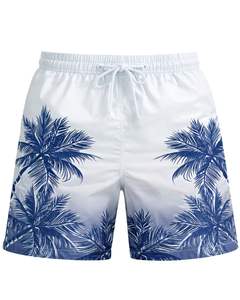Shorts de Baño Personalizados para Hombre con Estampado de Palmeras, Secado Rápido, Shorts de Playa, Shorts de Verano, Cintura Elástica con Cordón Ajustable, Personalizados OE - Product Image 1