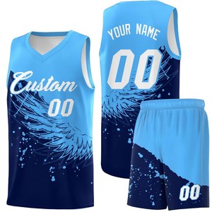 Custom Basketball Jersey Set V-Neck Sleeveless Mesh Blue Yellow Sublimated Print Unisex Adult Team Uniforms 00 - Product Image 5