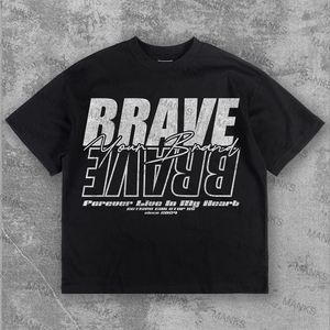 Venta al por mayor logotipo personalizado bordado 100% algodón peso pesado Vintage Regular Fit camisetas de punto para hombres - Product Image 2