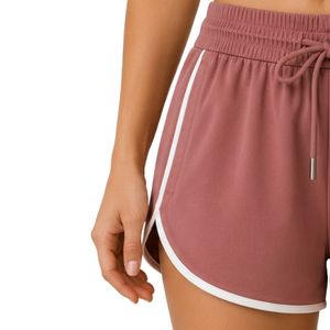 Rose Brown <b>Women</b> Athletic <b>Shorts</b> With White Piping <b>Elastic</b> <b>Waist</b> Drawstring Side Pocket Running Gym Workout Active Wear <b>Shorts</b> - Product Image 3