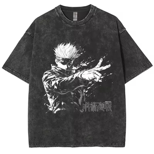 Custom Printed Streetwear Oversized <b>T</b> Shirt Japanese Fish <b>Back</b> Print Cotton Loose Fit Supplier - Product Image 1