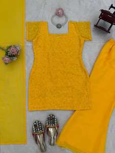 ชุดส่าหร่าซาลวาร์สำหรับงานแต่งงานแบบกลับด้านได้ ผ้าจอร์เจตต์เทียมสำหรับผู้หญิง พร้อมงานปักเลื่อมสำหรับงานปาร์ตี้ - Product Image 5