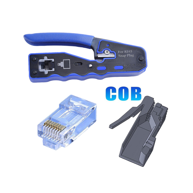 Ethernet Cable RJ45 Crimper Tool with Integrated Wire Stripper OEM COB Brand Model ST0833-J104V Made in Taiwan No Warranty